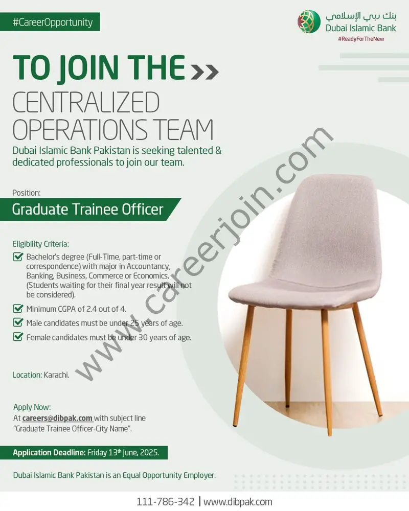 Dubai Islamic Bank Pakistan Jobs Graduate Trainee Officer