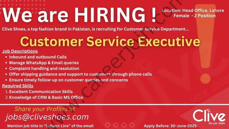 Clive Shoes Jobs Customer Service Executive