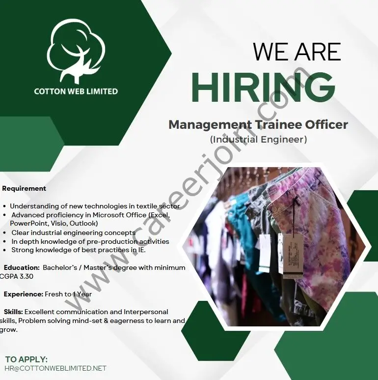 Cotton Web Limited Jobs Management Trainee Officer (Industrial Engineer)
