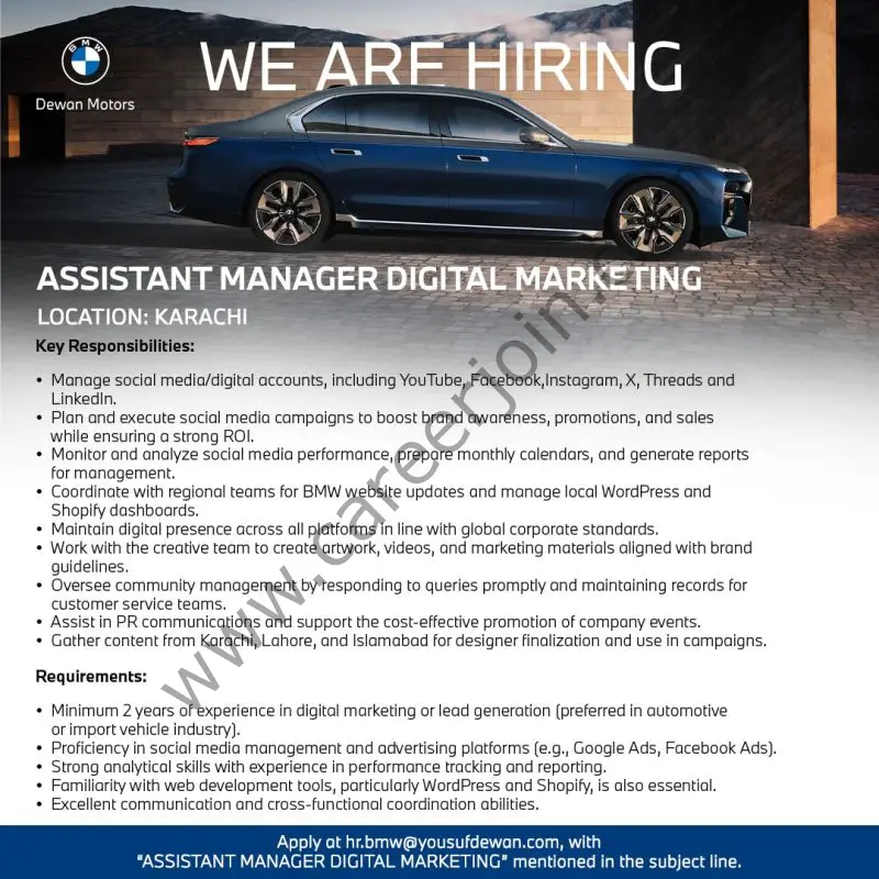 Dewan Motors Jobs Assistant Manager Digital Marketing