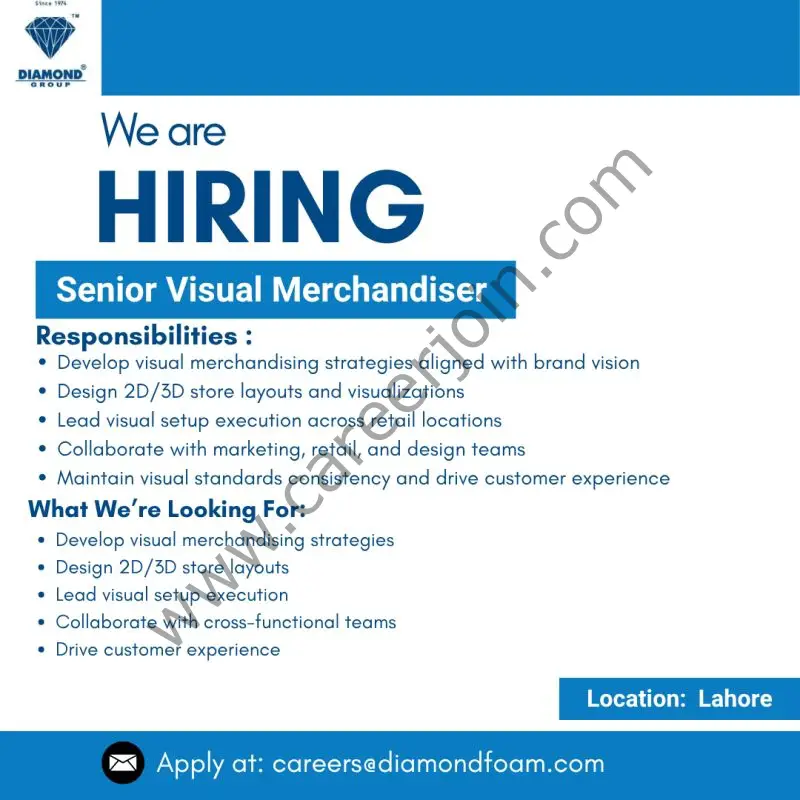 Diamond Group Of Companies Jobs Senior Visual Merchandiser