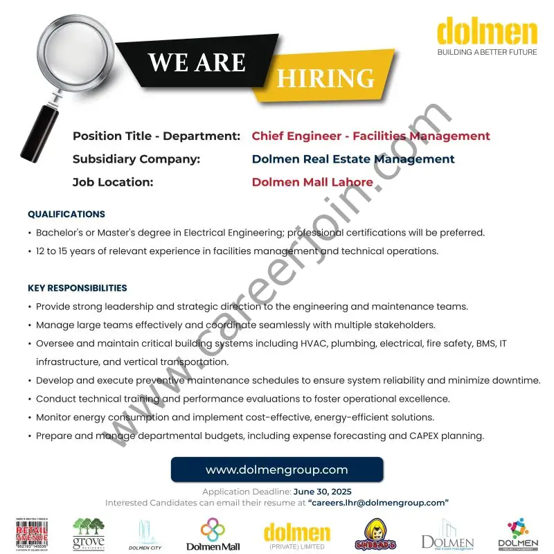 Dolmen Group Jobs Chief Engineer