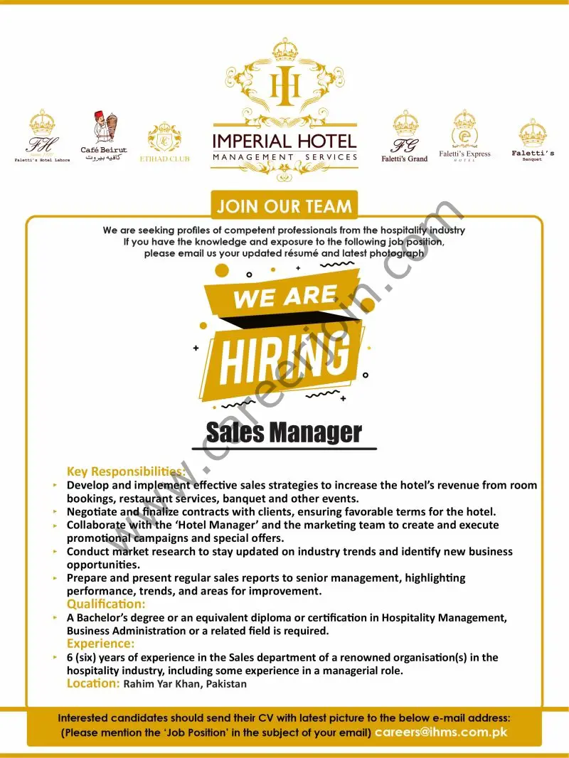 Imperial Hotel Management Services Jobs Sales Manager