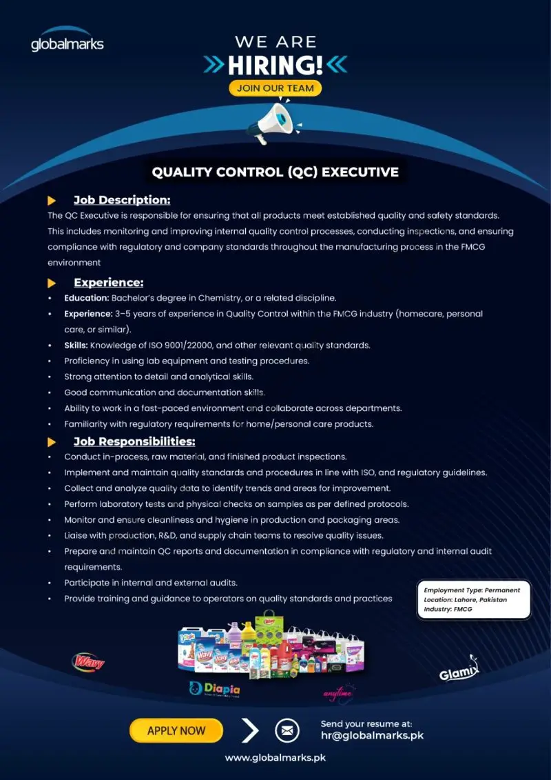 Global Marks Pvt Ltd Jobs QC Executive