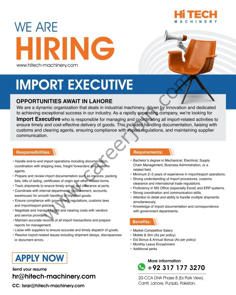 Hitech Machinery Jobs Import Executive