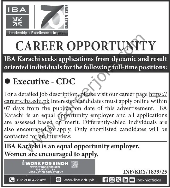 IBA Karachi Jobs Executive CDC