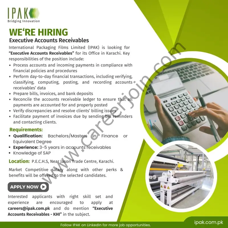 International Packaging Films Limited (IPAK) Jobs Executive Accounts Receivables