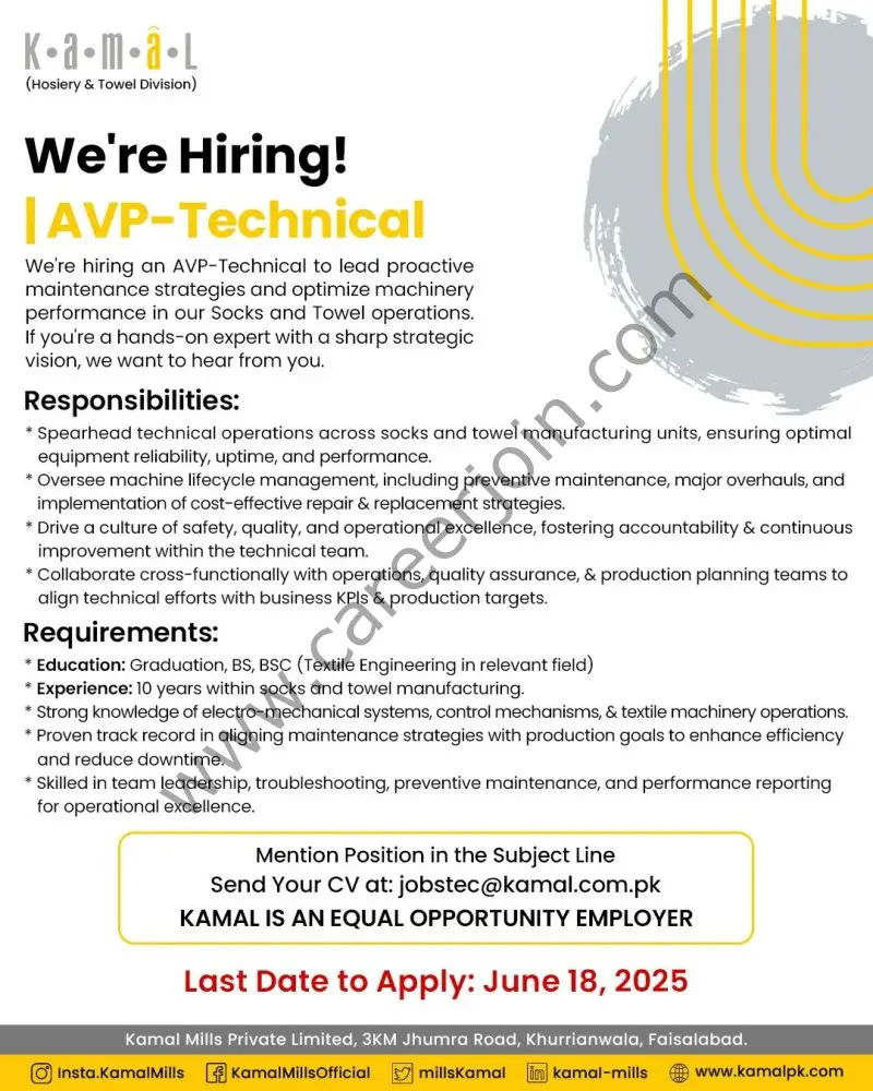 Kamal Mills Pvt Ltd Jobs June 2025