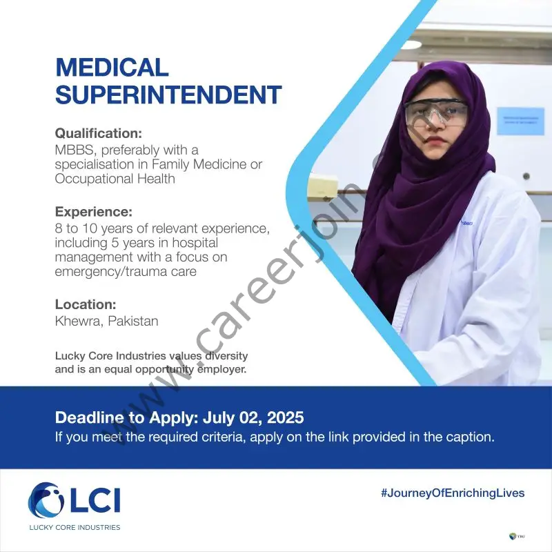 Lucky Core Industries Limited LCI Jobs Medical Superintendent