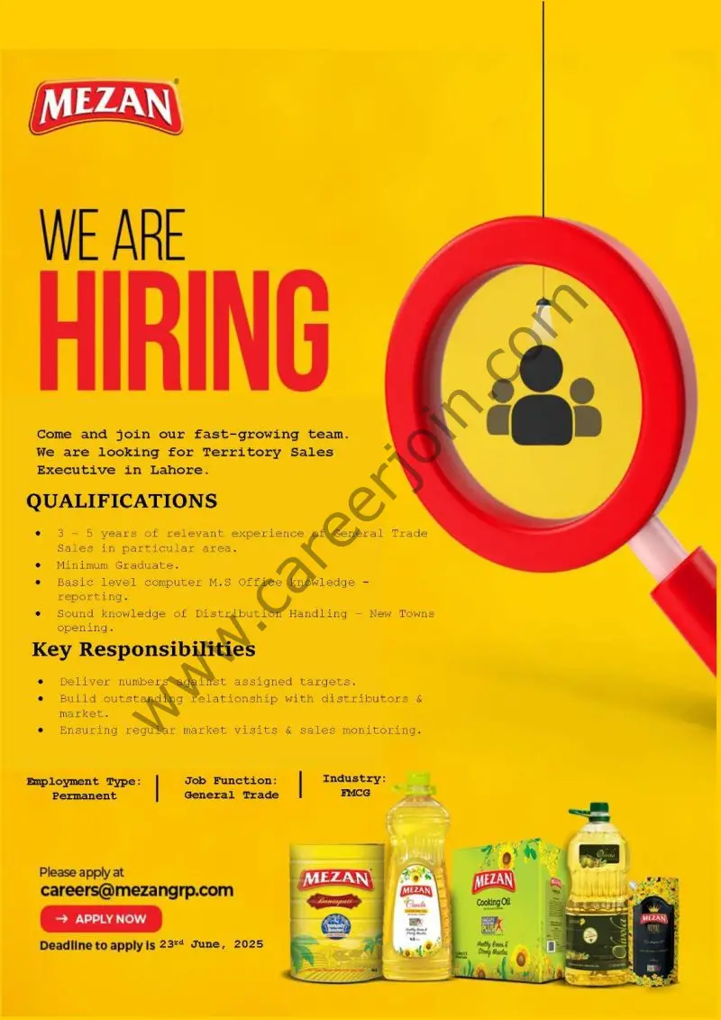 Mezan Oil & Ghee Jobs June 2025
