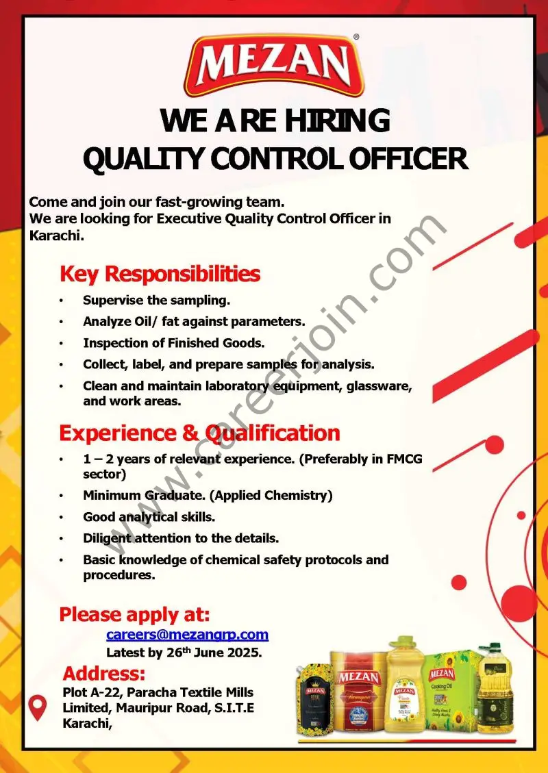 Mezan Group Jobs Quality Control Officer