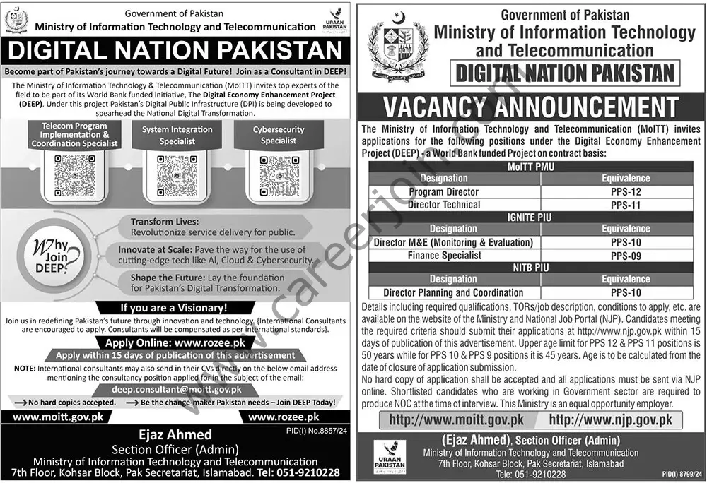 Ministry of IT & Telecommunication Jobs June 2025