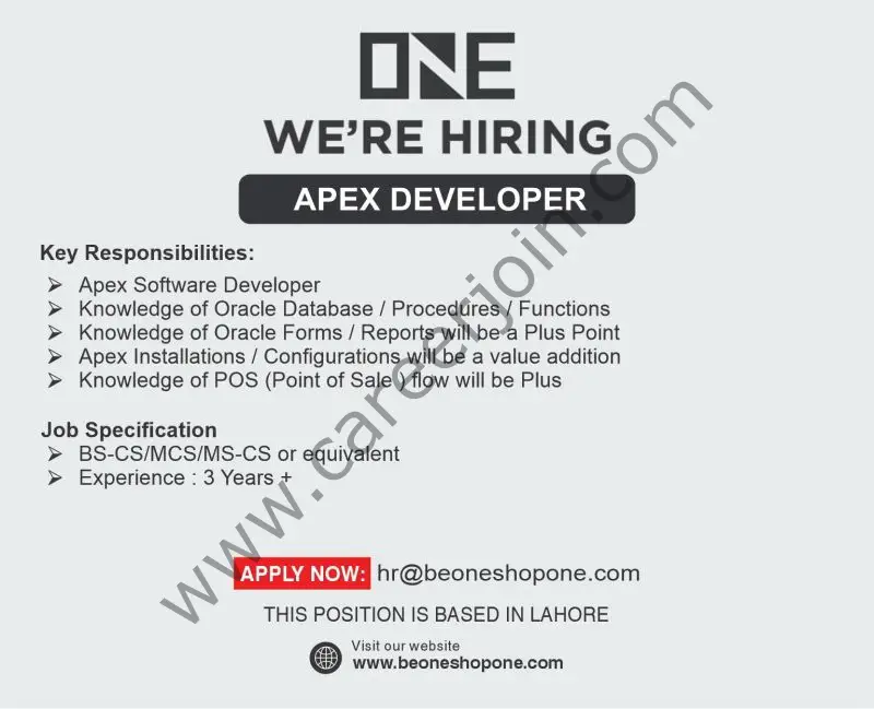 ONE Life Apparel Jobs APEX Developer