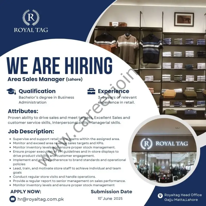 Royal Tag Jobs Area Sales Manager