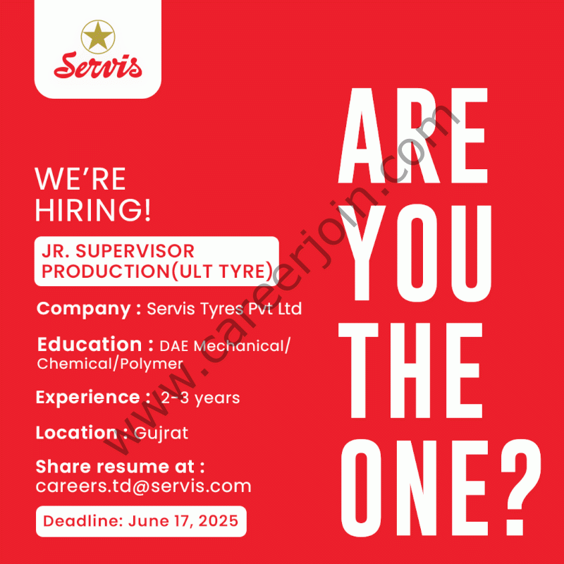 Servis Tyres Pvt Ltd Jobs Jr Supervisor Production