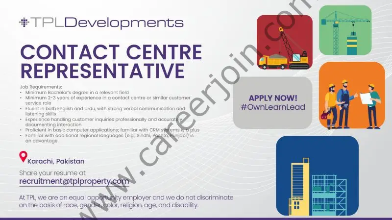 TPL Developments Jobs Contact Centre Representative