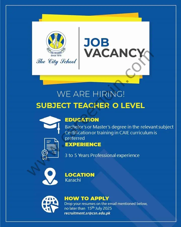 The City School Jobs June 2025