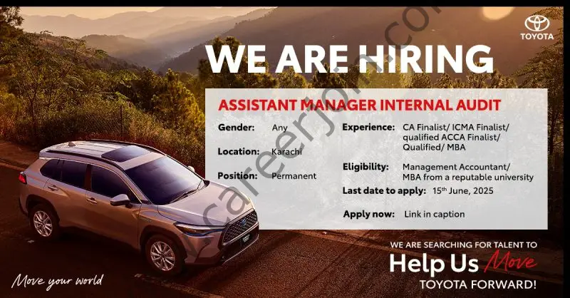 Toyota Indus Motors Company Limited Jobs Assistant Manager Internal Audit
