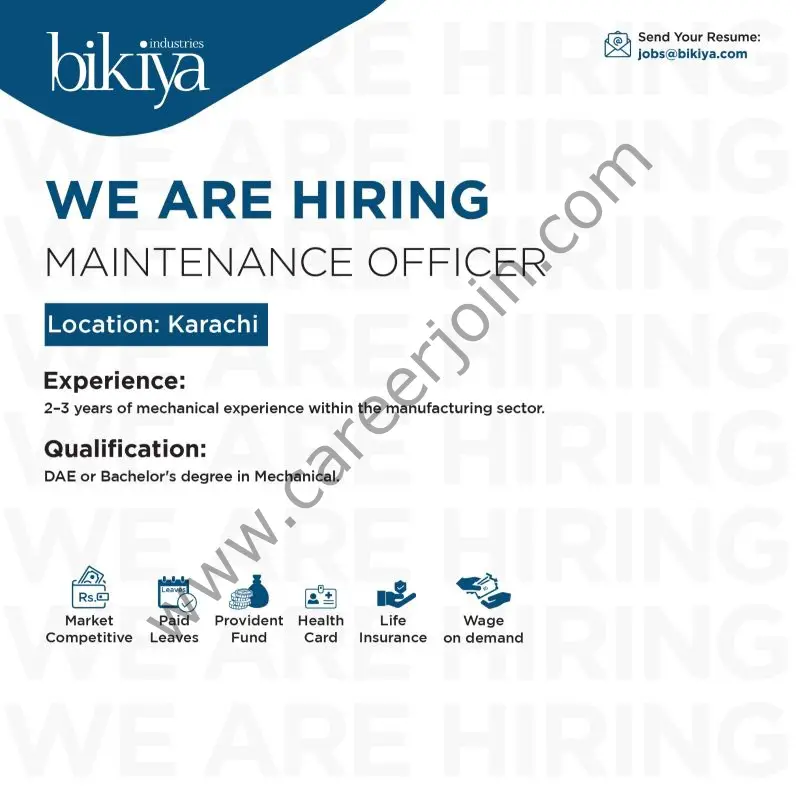 Bikiya Industries Pvt Ltd Jobs Maintenance Officer