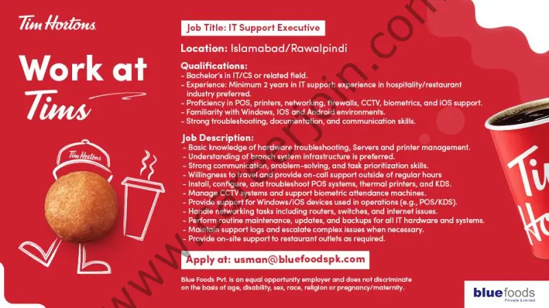Tim Hortons Jobs IT Support Executive